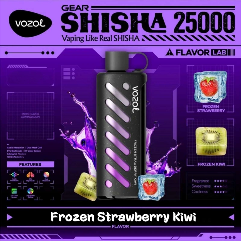 Vozol Gear Shisha 25k Wholesale Vape Bulk Price-1000mAh Battery, 25ml E-liquid, Multiple Nicotine 16 Flavors