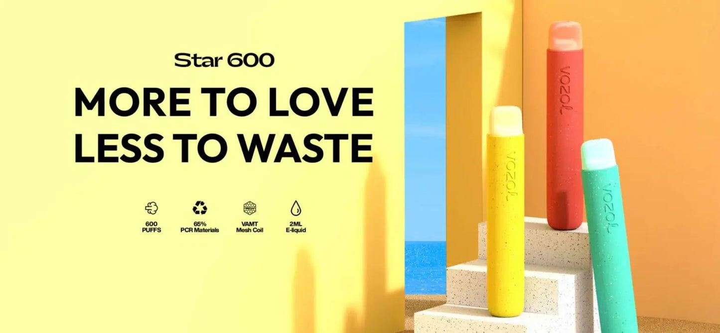 Vozol Star 600 puffs  10 Pc of Bundle Disposable Vape Kit 20mg Nicotine  550mAh battery  15 Flavors