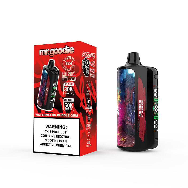 Mr.Goodie Shisha 50000 Puffs :DTL/MTL Disposable Vape with Mega Display