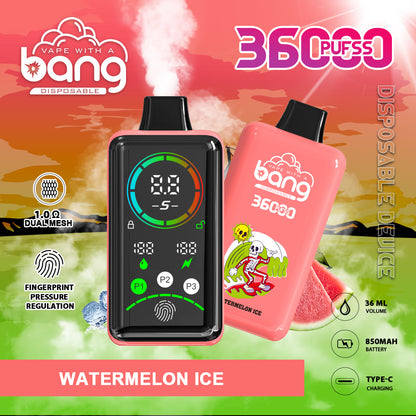 BANG 36K Puffs Smart Full Screen Turn Ice Wholesale Disposable Vape Puff 36k Prefilled Pod