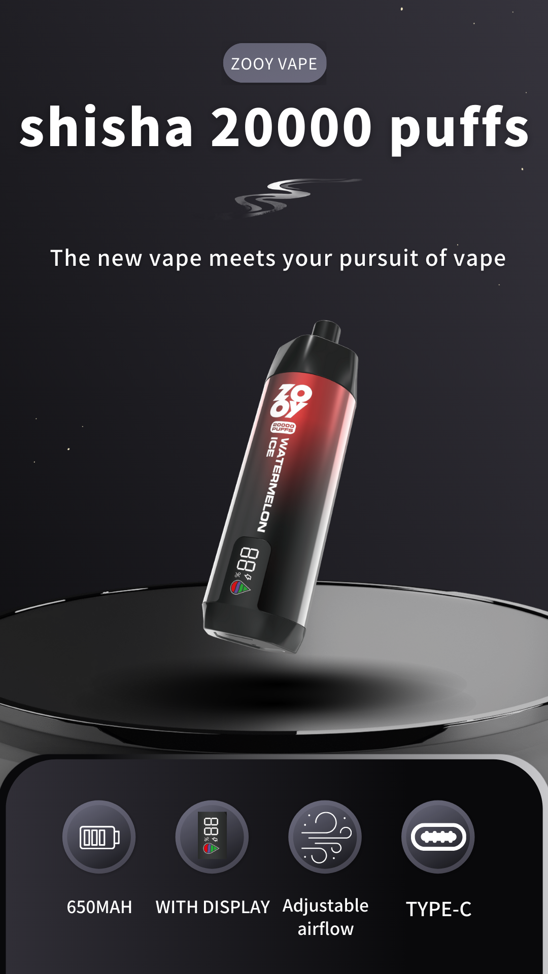 2024 New Arrive Zooy Shisha 20k Puffs Dtl Disposable Electronic Cigarette 20000 Puffs