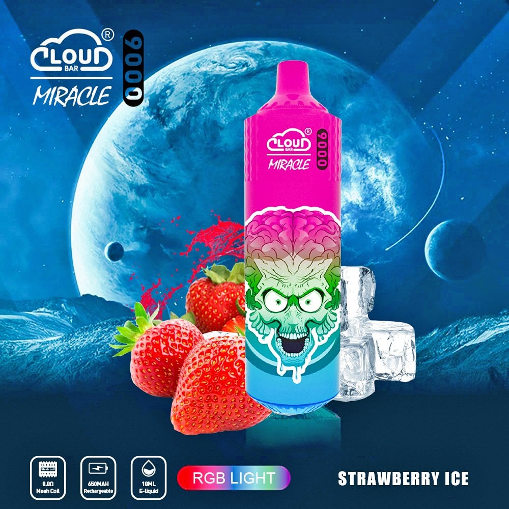 Cloud Bar Miracle 9000 Puffs 2% 3% 5% Nicotine Rechargeable Disposable vape