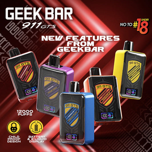 Geek Bar GTS911 12000 Puffs Disposable Vape Wholesale-550mAh Battery, 18ml E-liquid, Multiple Nicotine 10 Flavors