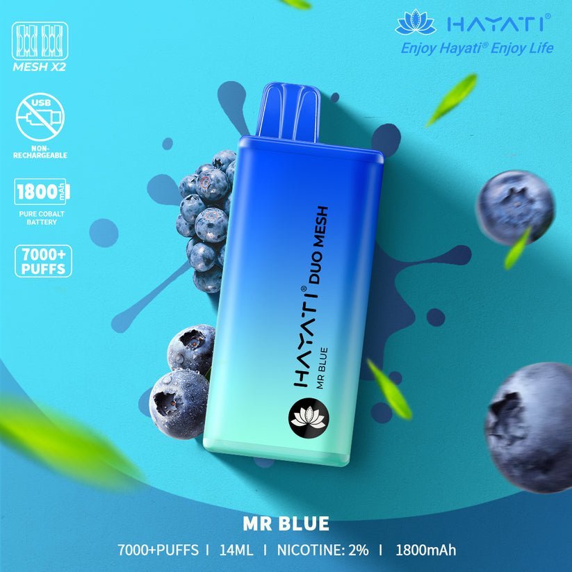 Hayati Duo Mesh 7000 Puffs Disposable Vape Box Of 10