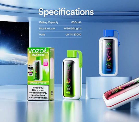 Vozol Star 20K Puffs Disposable Vape | 5% nicotine 24mL Liquid CapacityDual Power Mode with Mirror Screen  650mAh battery 21 flavors