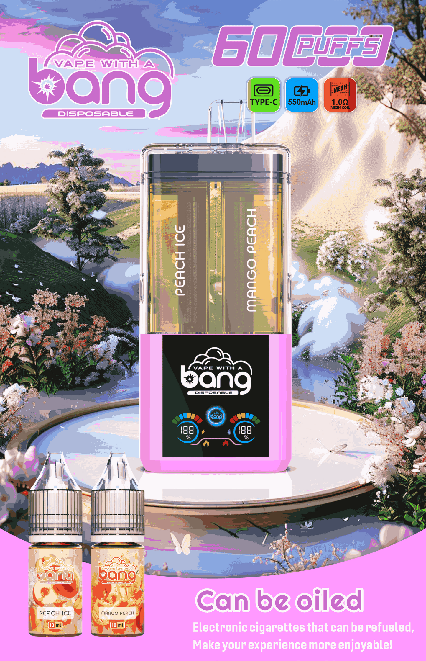 Bang 60K Refillable 2-in-1 Disposable Vape – 60,000 Puffs | Dual Flavor | Refill Kit Compatible