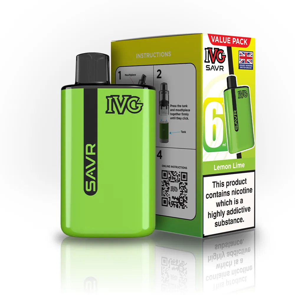 IVG SAVR Starter Vape Kit-650mAh battery, 6ml E-liquid, Multiple Nicotine 30 Flavors