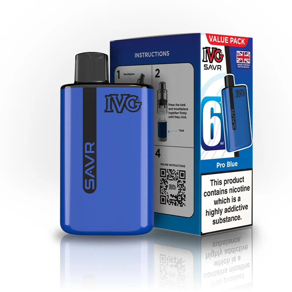 IVG SAVR Starter Vape Kit-650mAh battery, 6ml E-liquid, Multiple Nicotine 30 Flavors