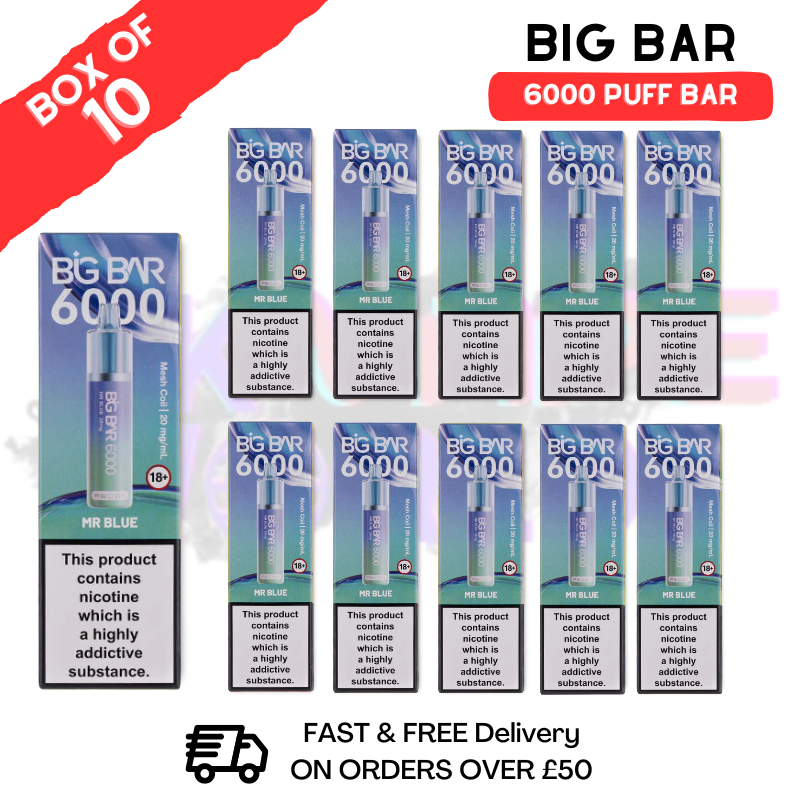 Mr Blue Feoba Big Bar 6000 Puff 6K Box Of 10
