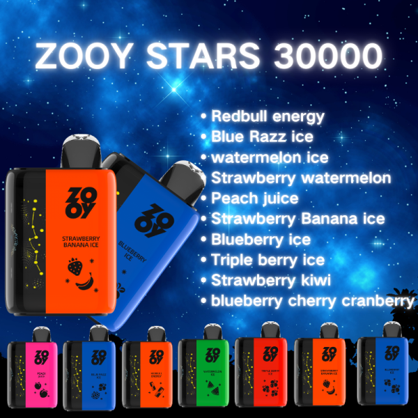 ZOOY STARS 30000 Puffs  3D curved LED screen, TYPE-C rechargeable, adjustable air volume