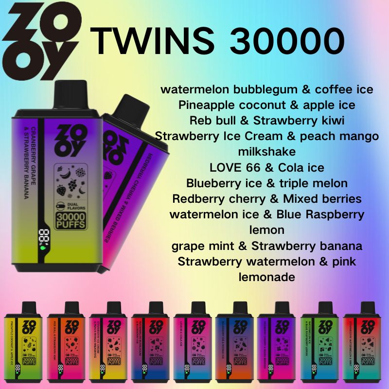 30000 puffs Zooy twins dual flavor disposable e-cigarette 10 fruit flavors E-Liquid Geek dual mesh cord OEM wholesale IVape disposable e-cigarette