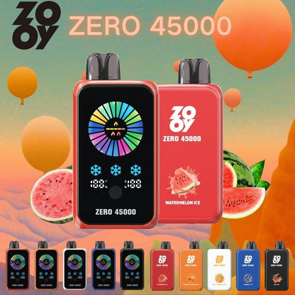 ZOOY ZERO 45000 Adjustable airflow 130G 0.6+1.5 double mesh coil, built-in smart display touch screen to adjust nicotine and ice volume, e-liquid and ice brush control