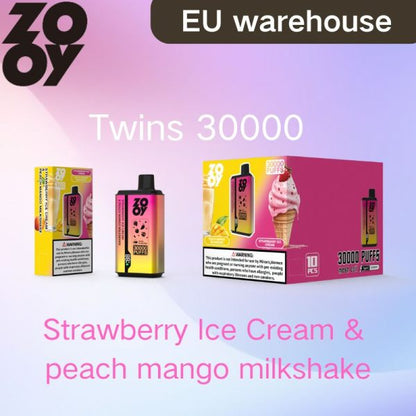 30000 puffs Zooy twins dual flavor disposable e-cigarette 10 fruit flavors E-Liquid Geek dual mesh cord OEM wholesale IVape disposable e-cigarette