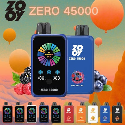 ZOOY ZERO 45000 Adjustable airflow 130G 0.6+1.5 double mesh coil, built-in smart display touch screen to adjust nicotine and ice volume, e-liquid and ice brush control