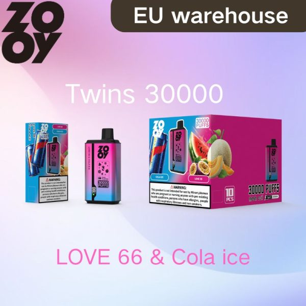 30000 puffs Zooy twins dual flavor disposable e-cigarette 10 fruit flavors E-Liquid Geek dual mesh cord OEM wholesale IVape disposable e-cigarette