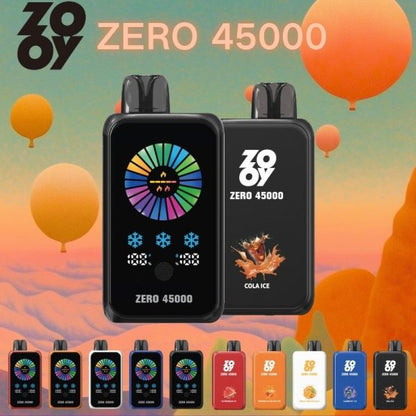 ZOOY ZERO 45000 Adjustable airflow 130G 0.6+1.5 double mesh coil, built-in smart display touch screen to adjust nicotine and ice volume, e-liquid and ice brush control