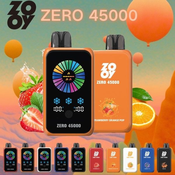 ZOOY ZERO 45000 Adjustable airflow 130G 0.6+1.5 double mesh coil, built-in smart display touch screen to adjust nicotine and ice volume, e-liquid and ice brush control