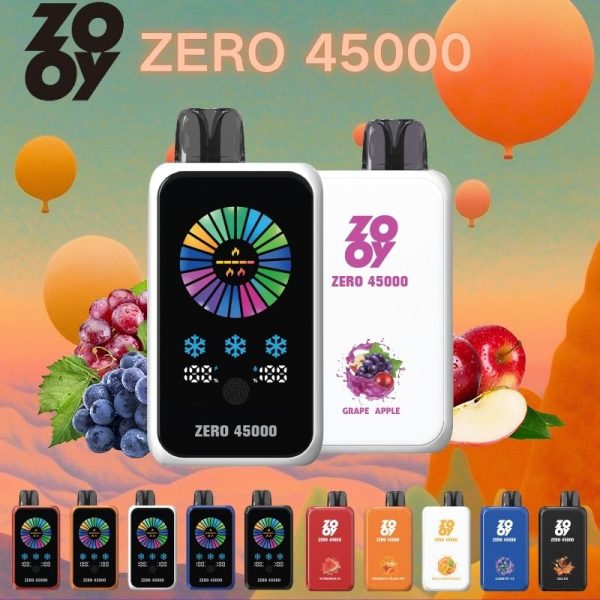 ZOOY ZERO 45000 Adjustable airflow 130G 0.6+1.5 double mesh coil, built-in smart display touch screen to adjust nicotine and ice volume, e-liquid and ice brush control