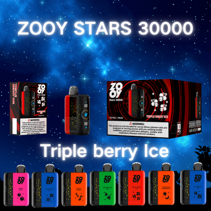 ZOOY STARS 30000 Puffs  3D curved LED screen, TYPE-C rechargeable, adjustable air volume