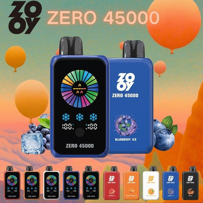 ZOOY ZERO 45000 Adjustable airflow 130G 0.6+1.5 double mesh coil, built-in smart display touch screen to adjust nicotine and ice volume, e-liquid and ice brush control