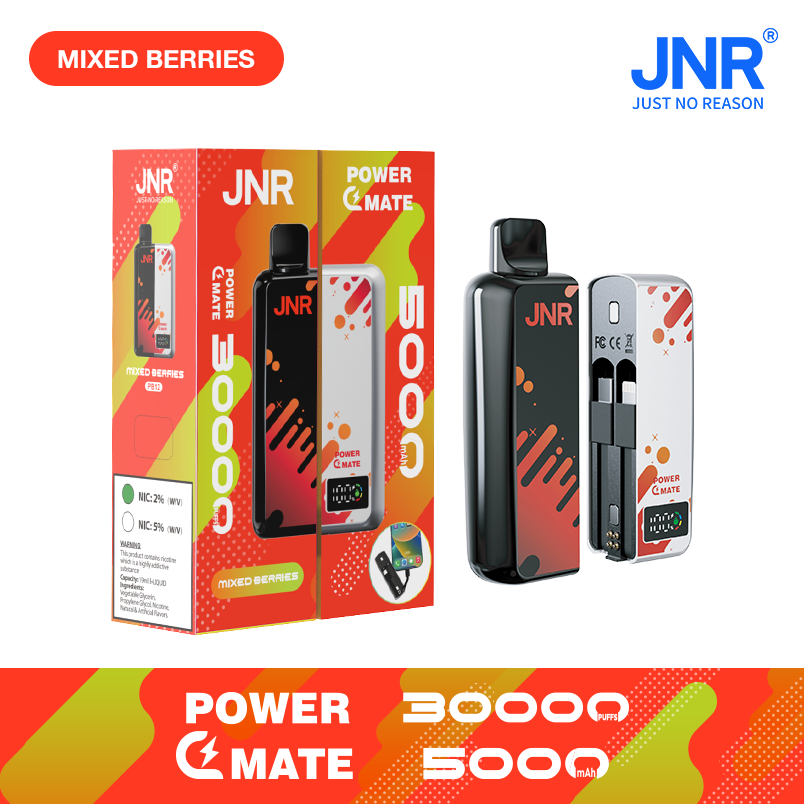 JNR Power Mate 30000 Puffs Smart Screen Disposable Vape & Power Bank – Dual Functionality Redefined-5000mAh Battery, 19ml E-liquid, Multiple Nicotine 10 Flavors