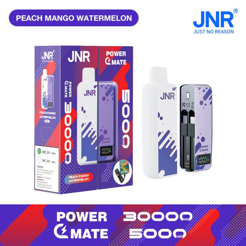 JNR Power Mate 30000 Puffs Smart Screen Disposable Vape & Power Bank – Dual Functionality Redefined-5000mAh Battery, 19ml E-liquid, Multiple Nicotine 10 Flavors