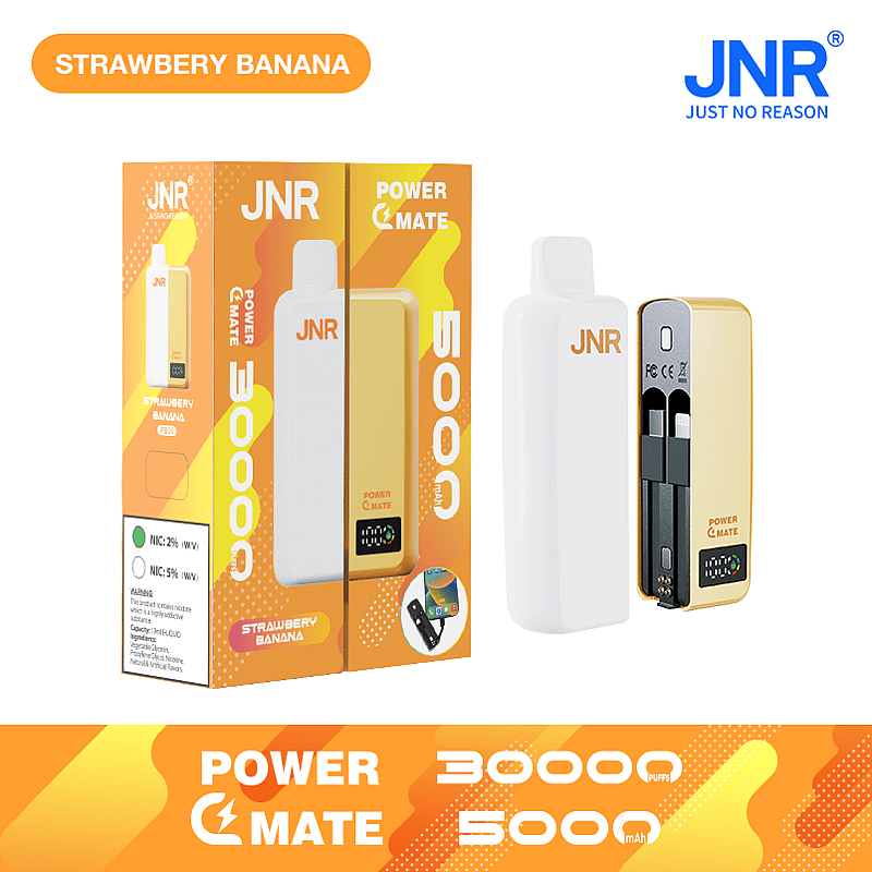 JNR Power Mate 30000 Puffs Smart Screen Disposable Vape & Power Bank – Dual Functionality Redefined-5000mAh Battery, 19ml E-liquid, Multiple Nicotine 10 Flavors