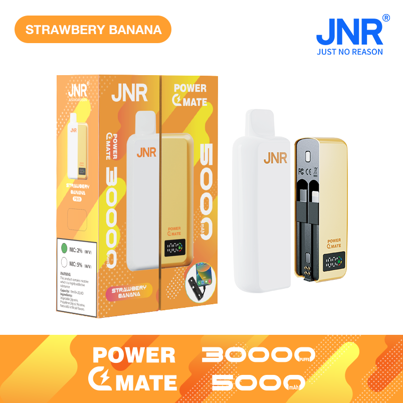 JNR Power Mate 30000 Puffs Smart Screen Disposable Vape & Power Bank – Dual Functionality Redefined-5000mAh Battery, 19ml E-liquid, Multiple Nicotine 10 Flavors