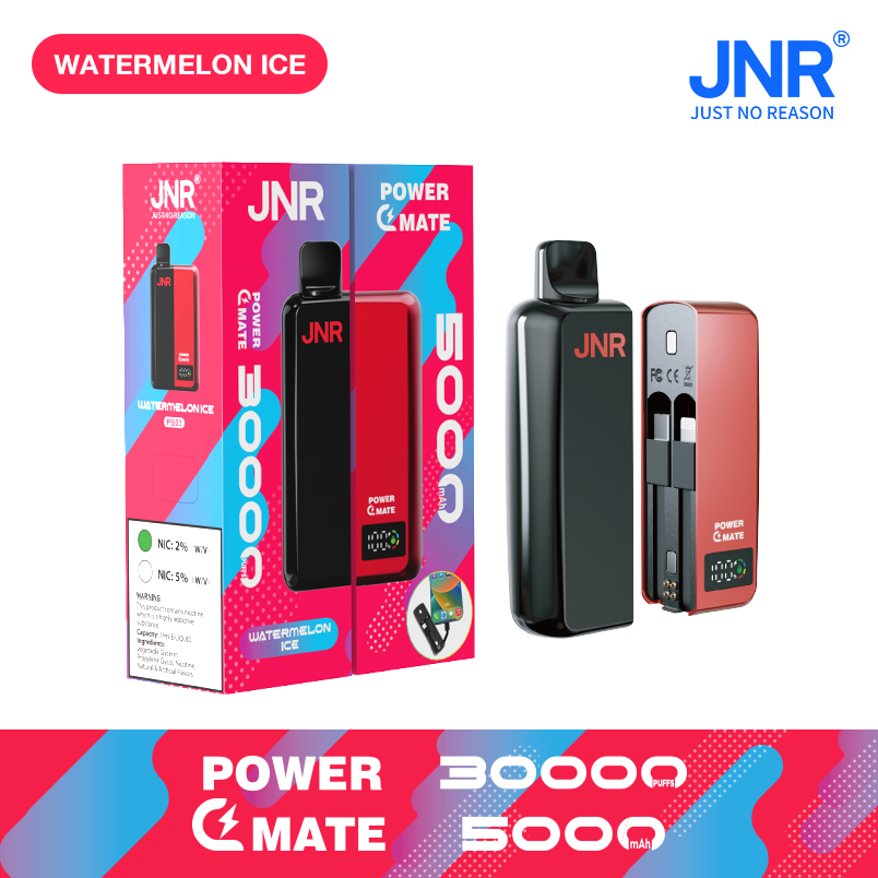 JNR Power Mate 30000 Puffs Smart Screen Disposable Vape & Power Bank – Dual Functionality Redefined-5000mAh Battery, 19ml E-liquid, Multiple Nicotine 10 Flavors