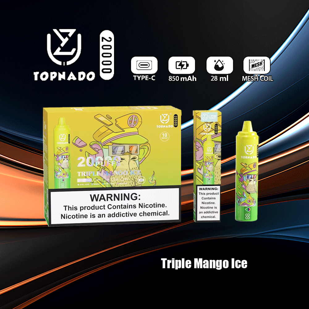 UZY Tornado 20000 Puffs 0% 2% 3% 5% Nicotine LED Display New Electronic Cigarette Pen