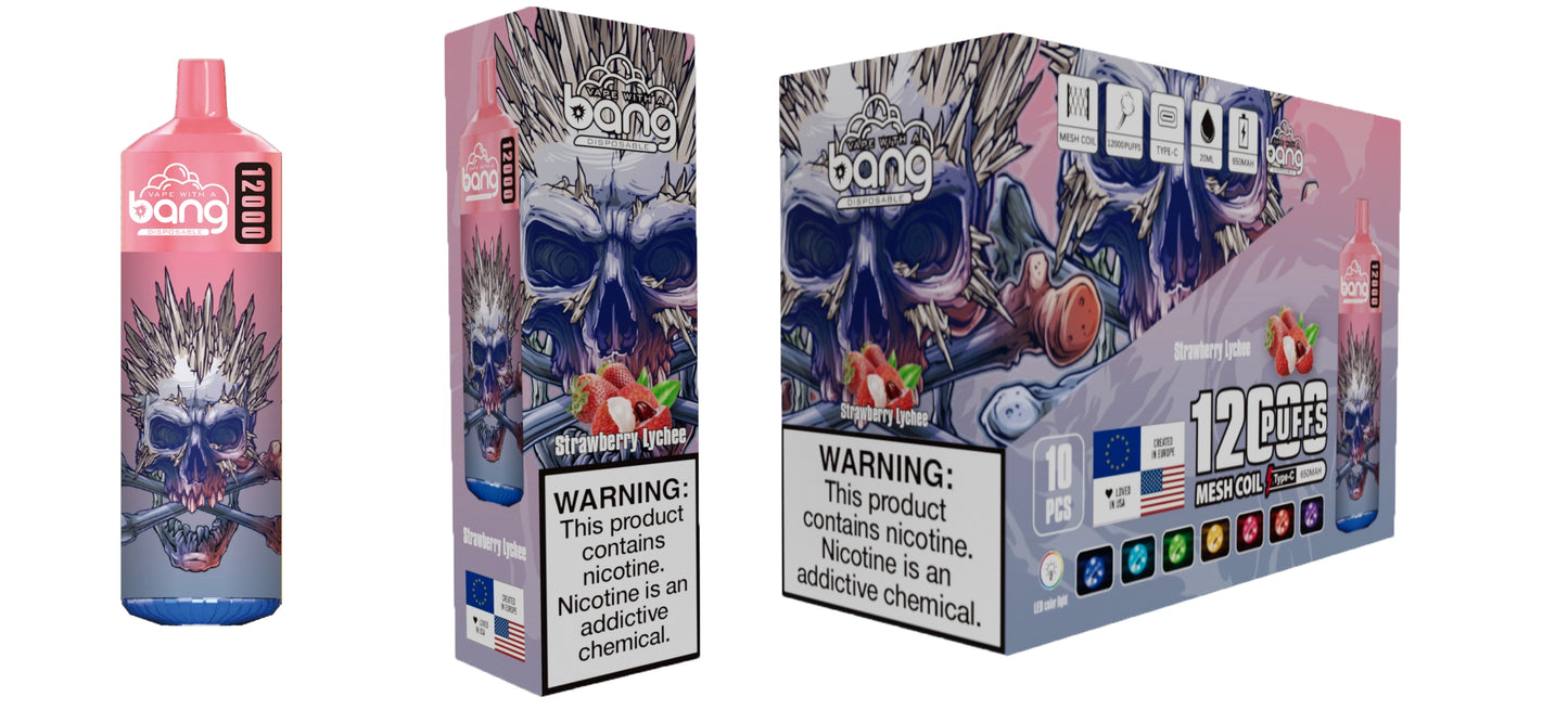 Bang disposable 12000 puff Disposable Vape 650 mAh  20 ML  20 Flavors