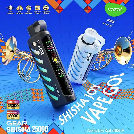 Vozol Gear Shisha 25K Puffs Disposable Vape|Dual Power Mode with Adjustable Airflow-1000mAh Battery, 25ml E-liquid, Multiple Nicotine 21 Flavors