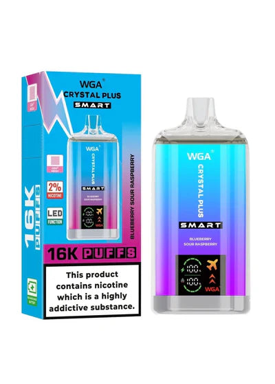 WGA Crystal Plus Smart 16000 Vape Rechargeable-650mAh Battery, 40ml E-liquid, Multiple Nicotine 13 Flavors