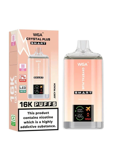 WGA Crystal Plus Smart 16000 Vape Rechargeable-650mAh Battery, 40ml E-liquid, Multiple Nicotine 13 Flavors